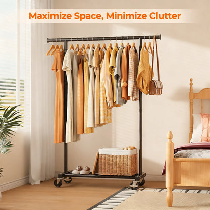 Heavy-Duty Rolling Clothing Rack (180Lbs Capacity)