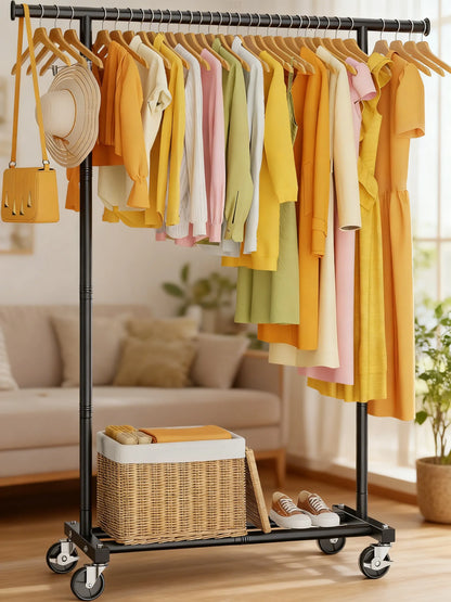Heavy-Duty Rolling Clothing Rack (180Lbs Capacity)