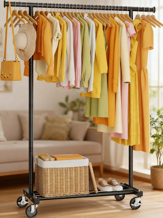 Heavy-Duty Rolling Clothing Rack (180Lbs Capacity)