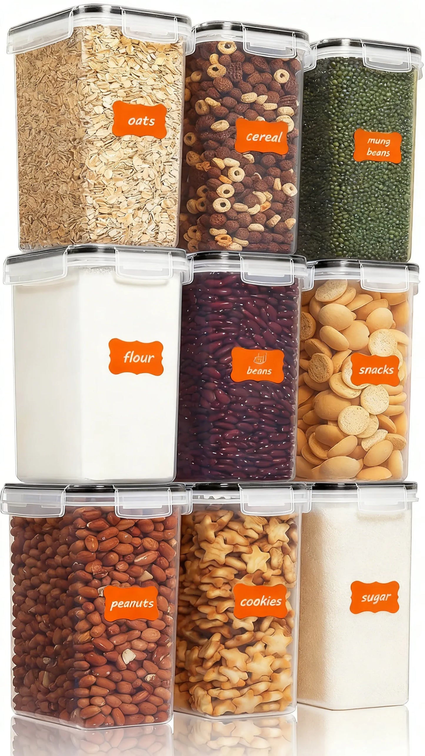 9-Pc Clear Pantry Organizers with Labels