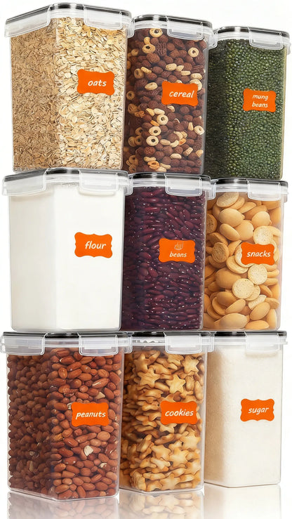 9-Pc Clear Pantry Organizers with Labels