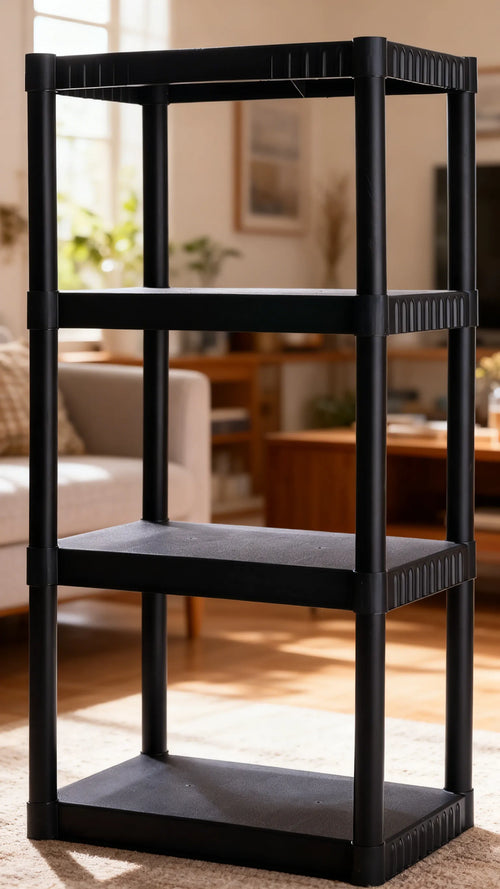 4-Tier Heavy-Duty Plastic Storage Shelf (200Lbs Capacity)