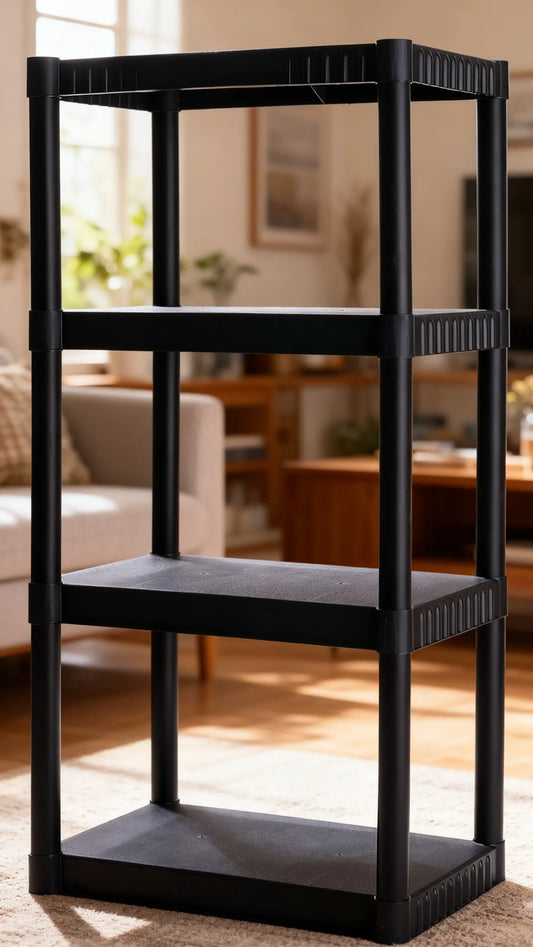 4-Tier Heavy-Duty Plastic Storage Shelf (200Lbs Capacity)