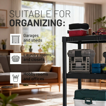 4-Tier Heavy-Duty Plastic Storage Shelf (200Lbs Capacity)