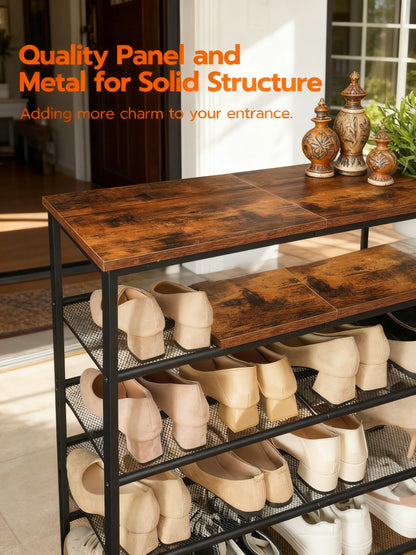 Adjustable 5-Tier Metal Shoe Rack (12-16 Pairs Capacity)