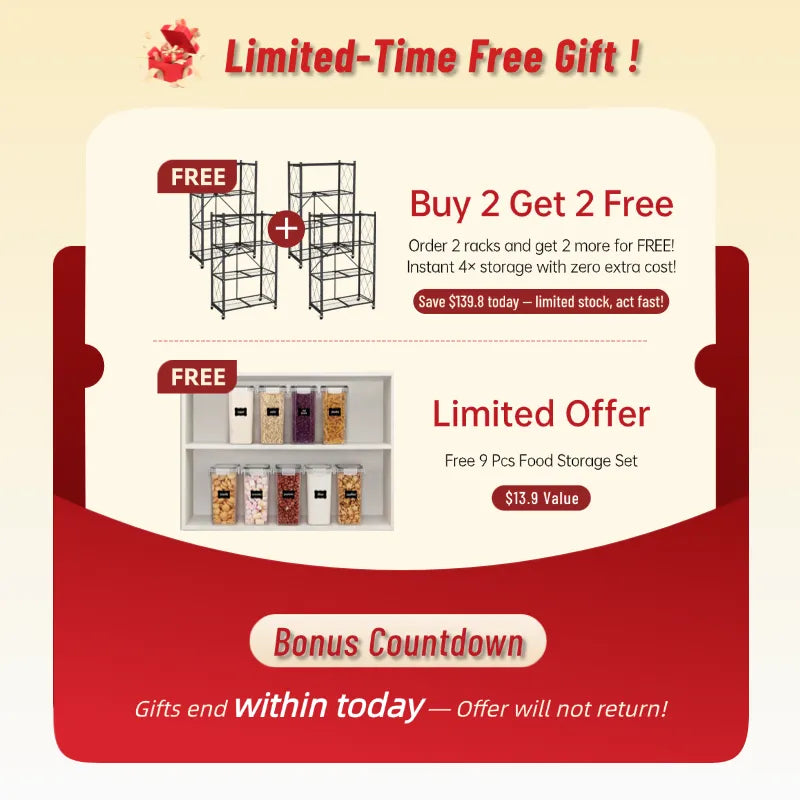 Buy 2 Get 2 FREE! Instant-Setup 360° Shelf + FREE Fresh Box.