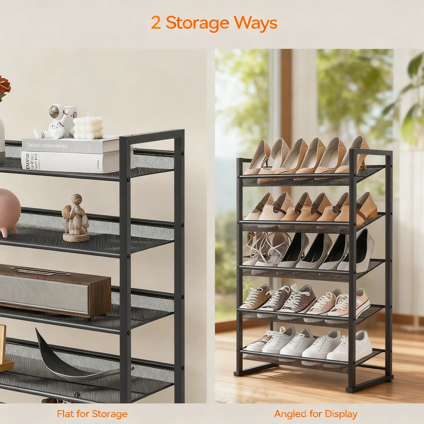 8-Tier Stackable Metal Shoe Rack (50 Pairs Capacity)