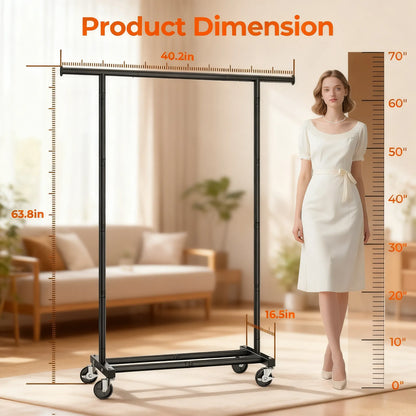 Heavy-Duty Rolling Clothing Rack (180Lbs Capacity)